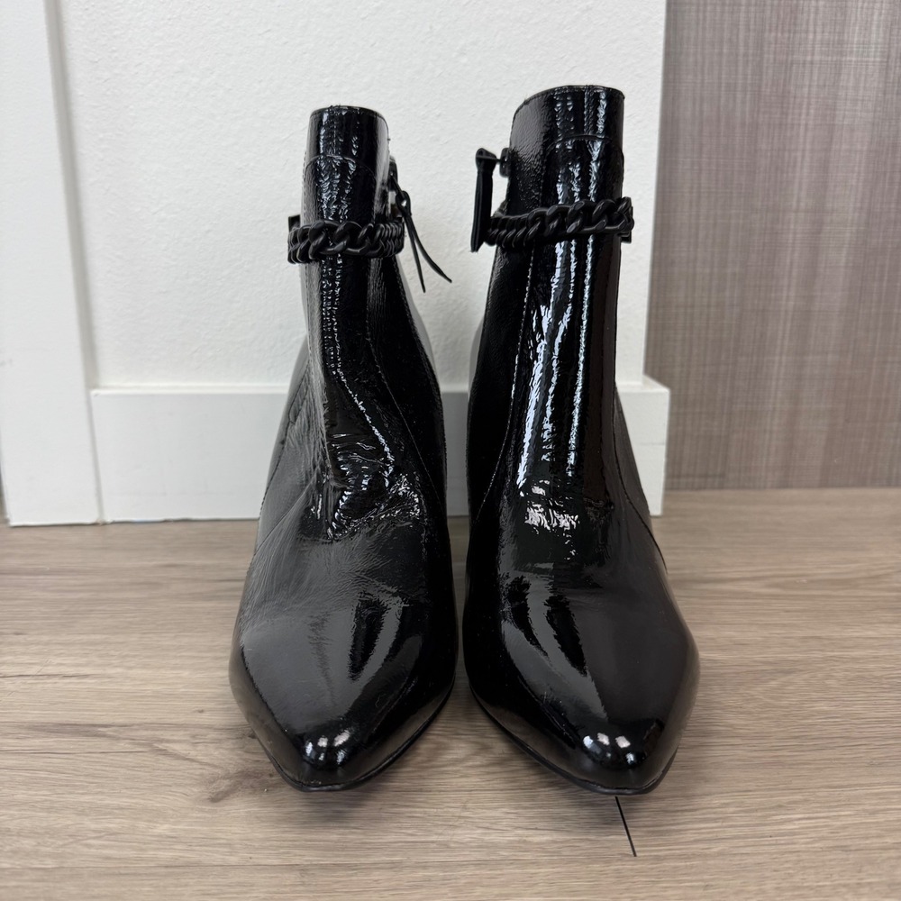 NWOB FRANKIE4 Black Patent Leather Maisie Heeled Ankle Boots - Picture 3 of 12